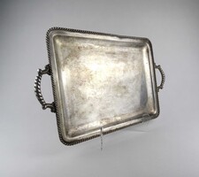 1V451 Antik nagyméretű ezüstözött ALCOR fém tálca 51 x 31.5 cm
