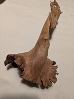 Fából-fagyökérből faragott szarvas fej, kézi-népies termék