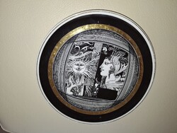 Hollóházi Szász Endre tányér, falitányér, 20cm