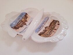 Antik Budapesti Emlék Porcelán Fűszertartó Az Oszágházzal És A Lukács Fürdővel