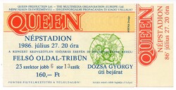 Queen Teljes Koncertjegy Budapest Népstadion 1986. Július 27. Felhasznált Kifogástalan Állapotban
