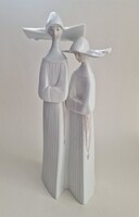Extrém ritka gyűjtői spanyol Lladro apácák hibátlan porcelán páros figura 33cm!!