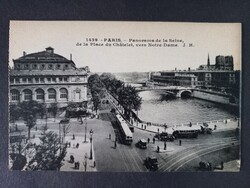 Régi képeslap Franciaország Párizs - Szajna panoráma villamossal