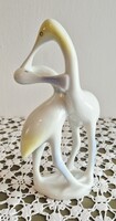HOLLÓHÁZI KÓCSAG PÁR, FESTETT PORCELÁN ÁLLAT, MADÁR SZOBOR 21 CM