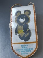 Szovjet ritka 1980 Moszkvai Olimpiai Misa maci Mini Zászló