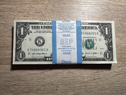 1 dollár 2021 UNC sorszámkövető 100.db banki kötegelve egyben eladó!