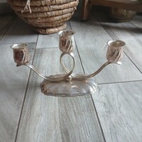 Érdekes régi ezüstözött háromágú gyertyatartó