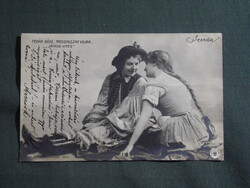 Postcard, Sári Fedák, Vilma Medgyaszay actress, János vitéz, Strelisky edition Bp. 1905