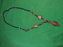 Régi Egyiptom / Afrika apró fagyöngy+termésből fűzött nyaklánc nagyon szép 66 cm a képek szerint 2.