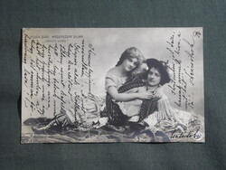 Postcard, Sári Fedák, Vilma Medgyaszay actress, János vitéz, Strelisky edition Bp. 1905