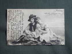 Postcard, Sári Fedák, Vilma Medgyaszay actress, János vitéz, Strelisky edition Bp. 1905