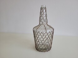 Régi retro 2 l réz dróttal fonott üveg Kecskemét Szikrai Állami Gazdaság palack