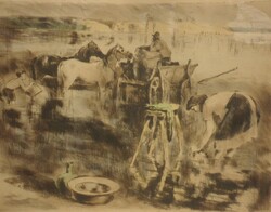Imre István (1918-1983) : Dunai jelenet / Mosónők