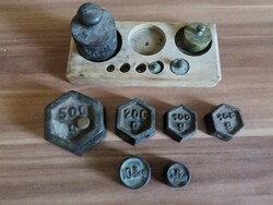 Antique Scale Weights, Set of 10, Including 1 Copper Weight