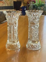 1940 KÖRÜLI, PÁROS, VASTAG FALÚ, ÖNTÖTT ÜVEG VÁZA 24 X 11.5 CM