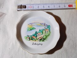 Porcelán tálka Aquincum Zebegény szuvenír nyaralási emlék 8cm retro