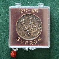 Sopron 1277-1977, bronz érem eredeti ÁPV plombás plexi tartójában