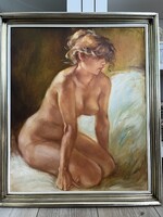 CSOMOR KATALIN / Akt olaj festmény / 50x60 cm