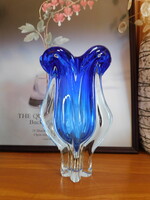 Josef Hospodka Chribska nagy méretű kék ombre üvegváza - 29 cm