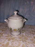 Régi margarétás mustáros, szószos porcelán kínáló