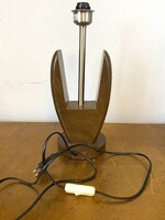 BARNA SZÍNŰ, KEREK TALPÚ, SZARV FORMÁJÚ MŰANYAG ASZTALI LÁMPA 37 CM