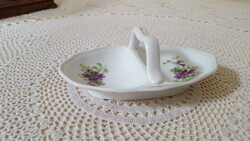 Régi,csehszlovák porcelán,ibolyás asztali sótartó