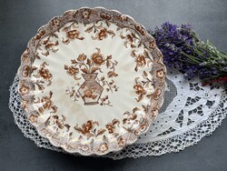 Antik Minton “Poonah” tortatartó porcelán 19. századi virágmintás viktoriánus mintával