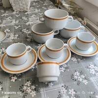 Alföldi porcelán sárga csíkos kávés készlet, két fülű csésze eladó!
