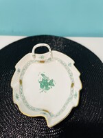 Herendi zöld Apponyi mintás levél alakú kínáló