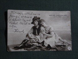 Postcard, Sári Fedák, Vilma Medgyaszay actress, János vitéz, Strelisky edition Bp. 1905