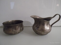 KIÖNTŐ + CUKORTARTÓ - ALKUKÉPES - EZÜSTÖZÖTT   - 12 x 7 cm - 8 x 5 cm