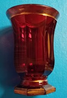 Bieder üvegpohár , rubinpácolt  Mag.: 12,3 cm