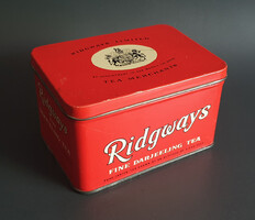 Vintage Ridgways Darjeeling teás fémdoboz – brit klasszikus gyűjtőknek