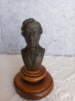 Abraham Lincoln fém büszt lakkozott fa alapon