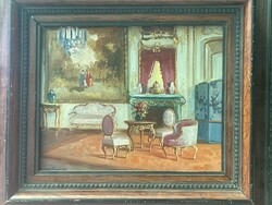 B. Bélaváry István - Enteriőr..38x43cm kerettel