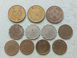 Hong Kong 11 db különböző érme. 10,20,50 Cents. 1980-1998.