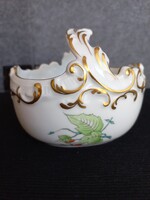 Herendi hecsedli mintás porcelán kosár dús aranyozással