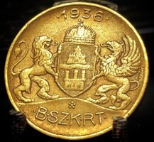 Budapest Kisszakaszjegy Bszkrt 1936 utazási zseton D01F5