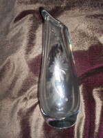 Art deco vastag súlyos cseh üveg  váza- 21 cm