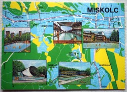 Miskolc   -  retro térképes  képeslap