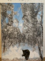 Kassai-Farkas András - Téli táj vaddisznóval
