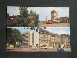 Képeslap,Németország,Erfurt,repülőtér,hotel,villamos megálló látkép,részlet,1968-