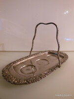 TÁLCA - ALKUKÉPES - EZÜSTÖZÖTT - 22 x 11 cm + 11 cm - FOGANTYÚ - NEHÉZ - TÖMÖR - RÉGI - HIBÁTLAN