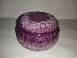 Lila Curt Schlevogt Cseh Bohemia üveg ékszertartó, bonbonier, cukortartó (1/K)