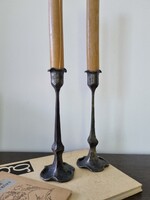 Vintage jelzett kovácsoltvas gyertyatartó pár - minőségi kézműves darabok- 26 cm