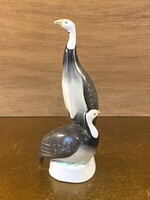 HOLLÓHÁZI PORCELÁN PÁROS GYÖNGYTYÚK, MADÁR SZOBOR 19 CM