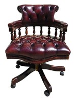 Elegáns Angol Chesterfield bőr kapitányszék,íróasztal forgószék