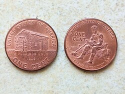 USA 2 db emlék 1 Cent. 1809-2009 Abraham Lincoln Élete. Amerikai Egyesült Államok.