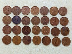 USA 28 db különböző 1 Cent, Wheat Cent. 1911-1958 Ritka!! Amerikai Egyesült Államok.