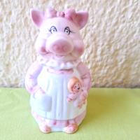 Szerencse újévi malac. Vintage porcelán malacpersely kabalával,
